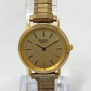 Vintage Bulova Watch Women 23mm Gold Tone Classic 92H06 Stretch Band New Battery